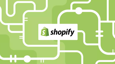 Shopify logo placed above green and white background