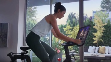 woman on peloton bike