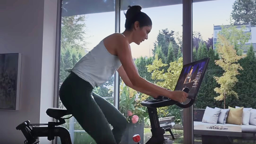 woman on peloton bike