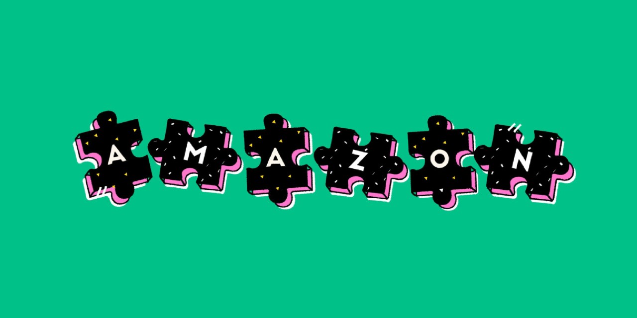 The header image shows a puzzle with each piece spelling out Amazon.