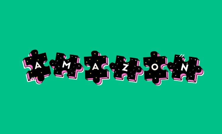 The header image shows a puzzle with each piece spelling out Amazon.