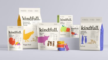 The header image features a product lineup from the Kindfull pet food brand.