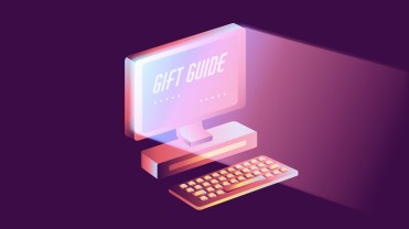 The header image features an illustration of a computer screen lit up with the words "Gift Guide" on the screen.
