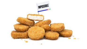 Photograph of a pile of Impossible brand chicken nuggets.