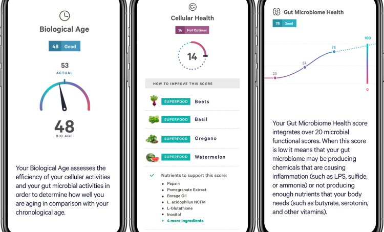 The lead image shows screenshots of Viome Life Sciences.