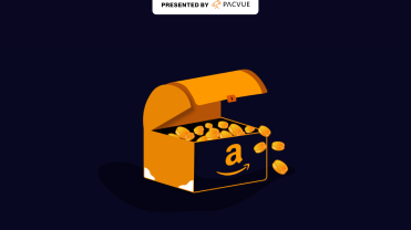 Illustration of treasure chest with Amazon logo on the side.