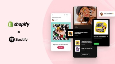 Shopify x Spotify photo displaying both apps