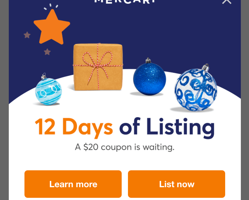 Resale app Mercari's 12 days of listing promotion