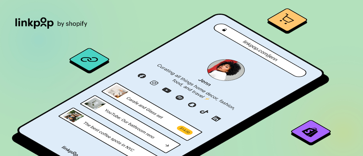 Shopify's new link-in-bio tool called Linkpop