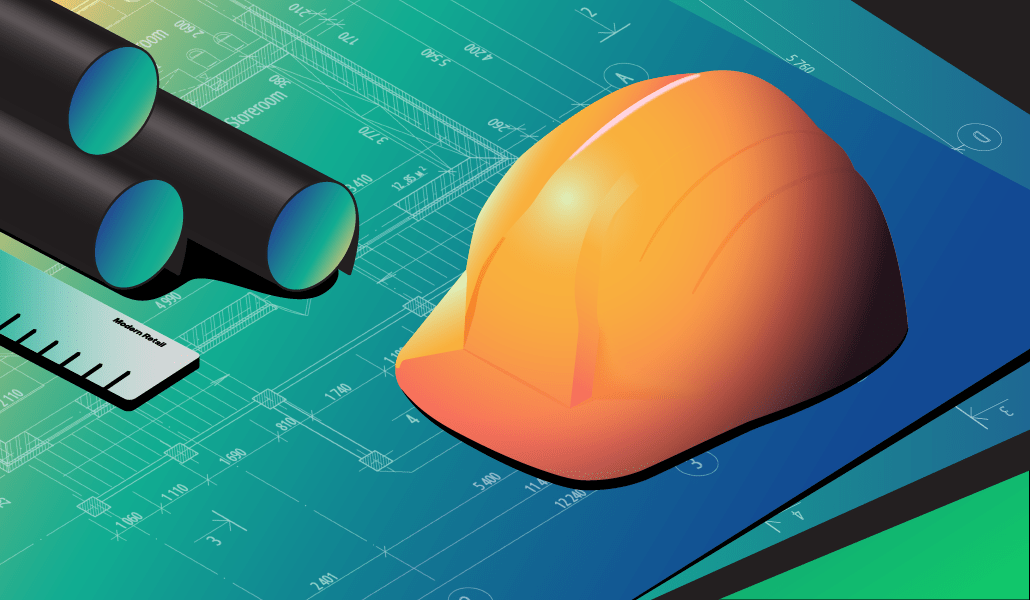 Hard hat on top of blueprints