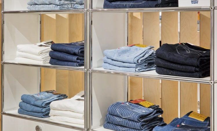 A Levi's denim display at Nordstrom