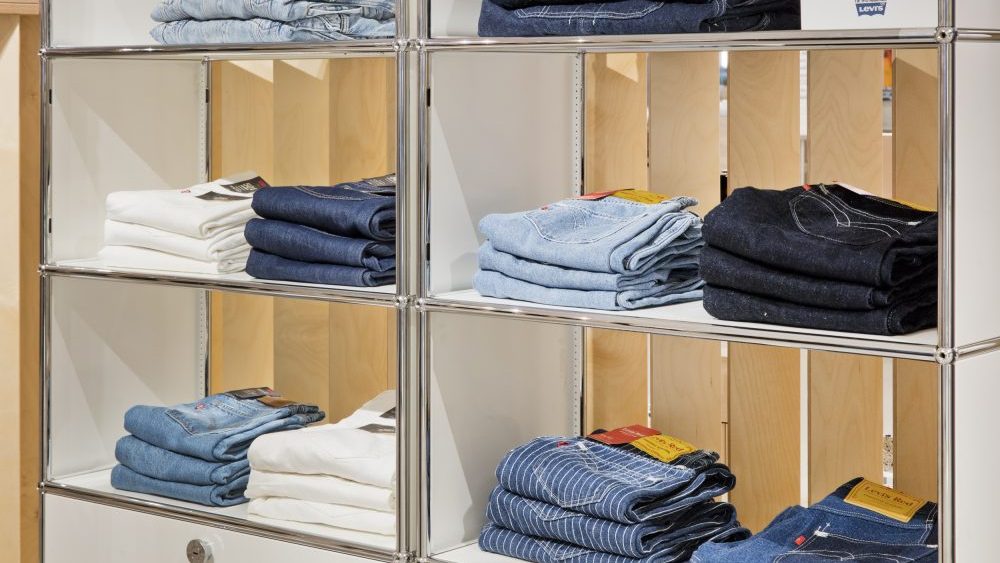 A Levi's denim display at Nordstrom