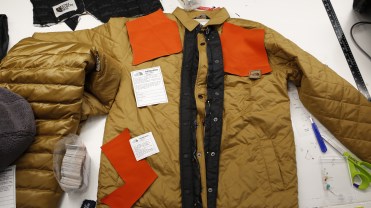A north face jacket getting fixed