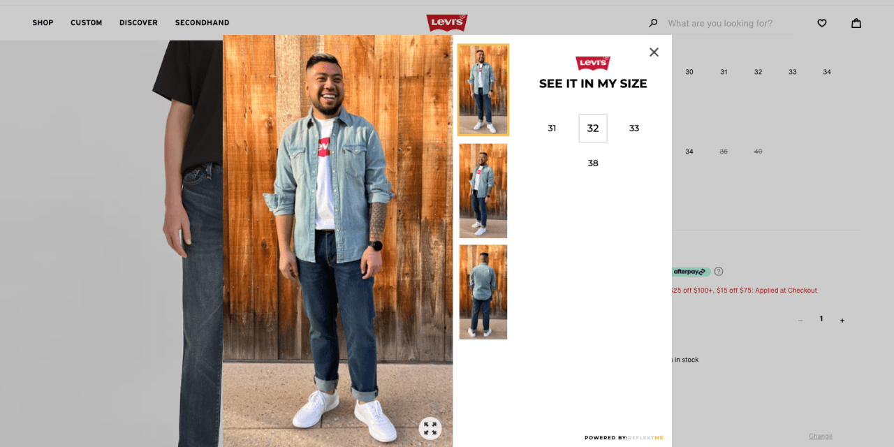 Levi's adds more sizing features to its website in DTC sales push