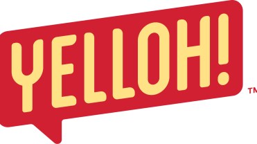 Yelloh! Logo in yellow font on red background