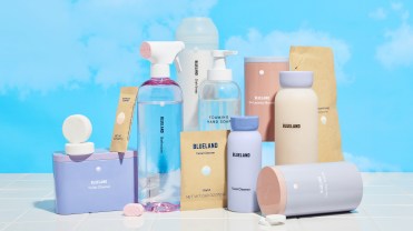 The full lineup of Blueland products including its new facial cleanser.