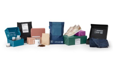 A line of reusable envelopes and boxes