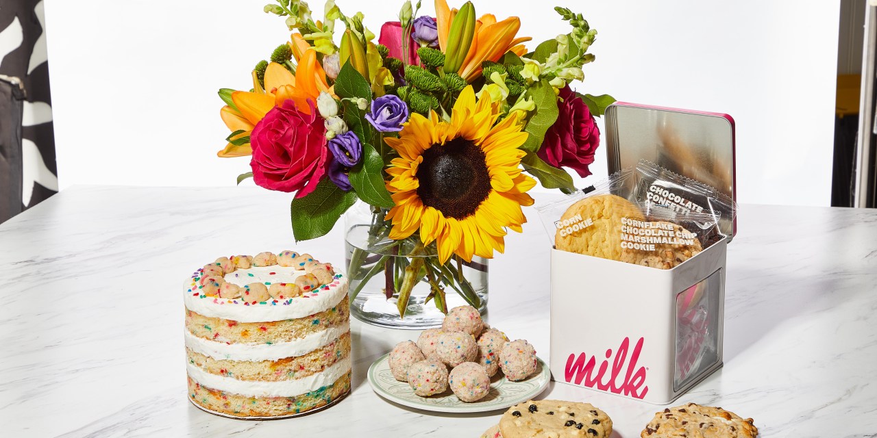 Flowers and candy arrangement on a table