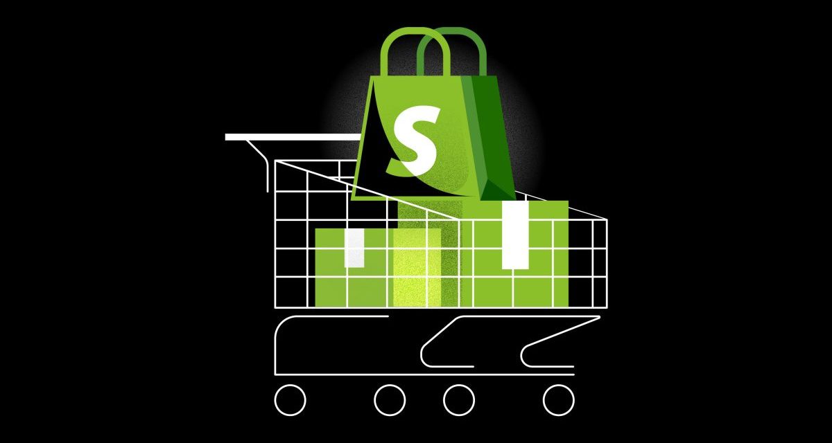Shopping cart filled with Shopify-adorned bags