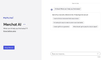 Mercari's shopping assistant tool, called Merchat AI.