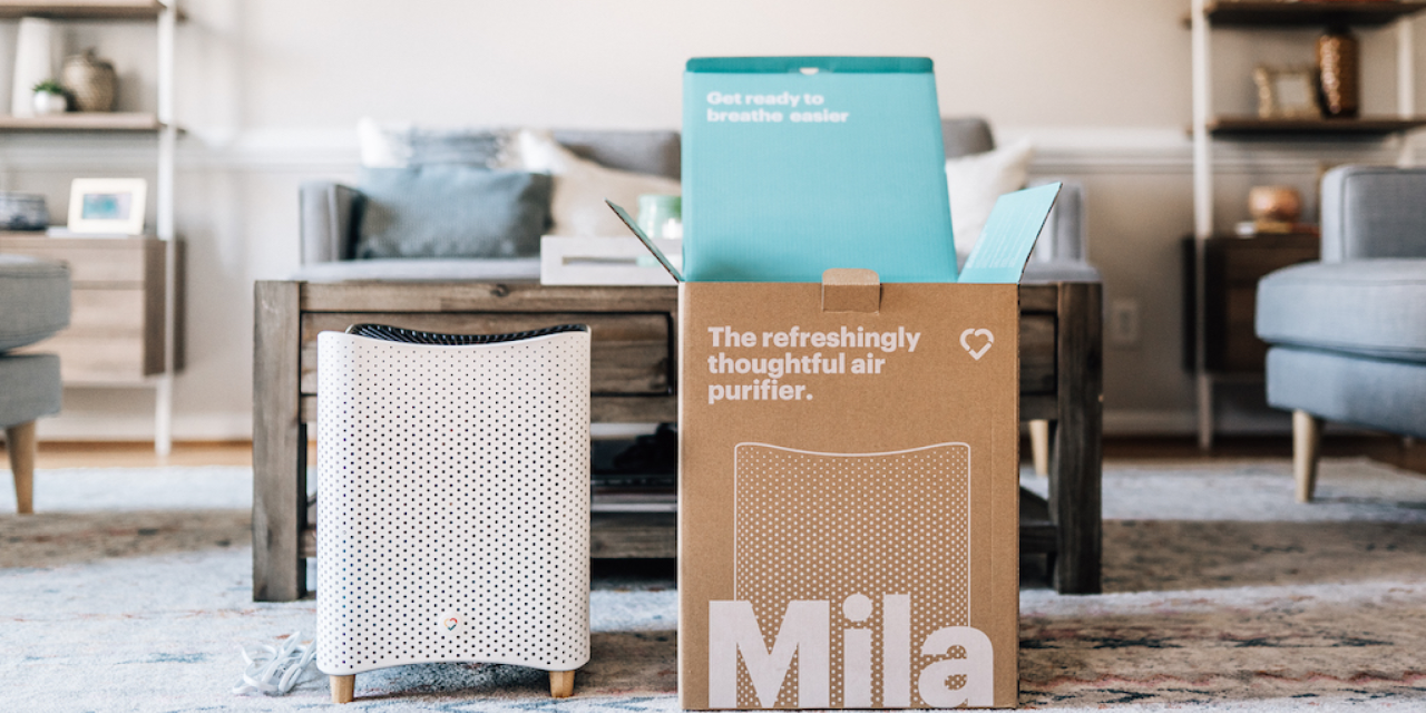 Mila's air purifier in a living room.
