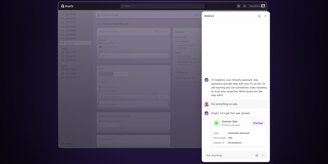 Shopify's AI tool Sidekick