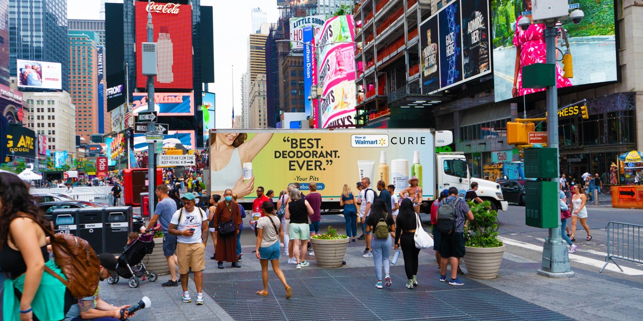 Curie's mobile billboard roaming around New York.