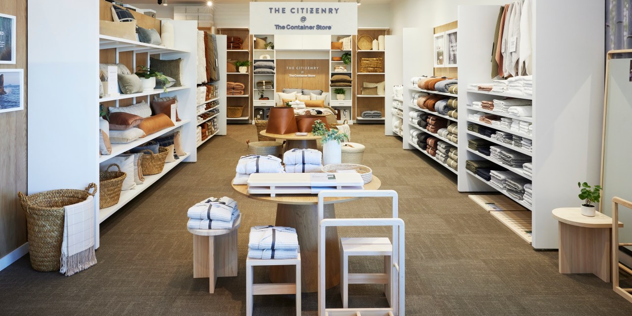 The Container Store set up a shop-in-shop experience for home goods company The Citizenry.