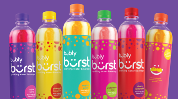 All six flavors of the new Bubly Burst product line.