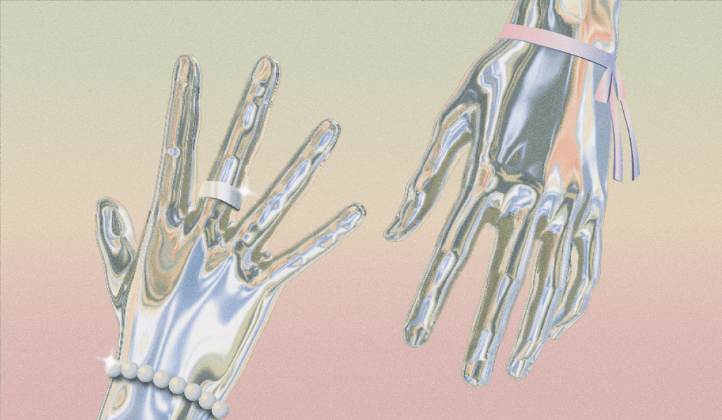 Bracelets and rings are on display on the hands of mannequins