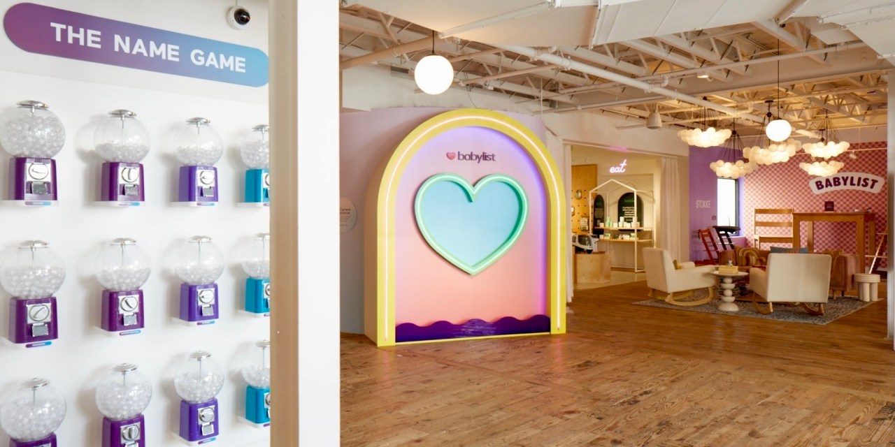 Babylist's Los Angeles Showroom, featuring a display called "The Name Game"