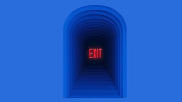 Dark archway with the word 'Exit' written in all caps in the middle.